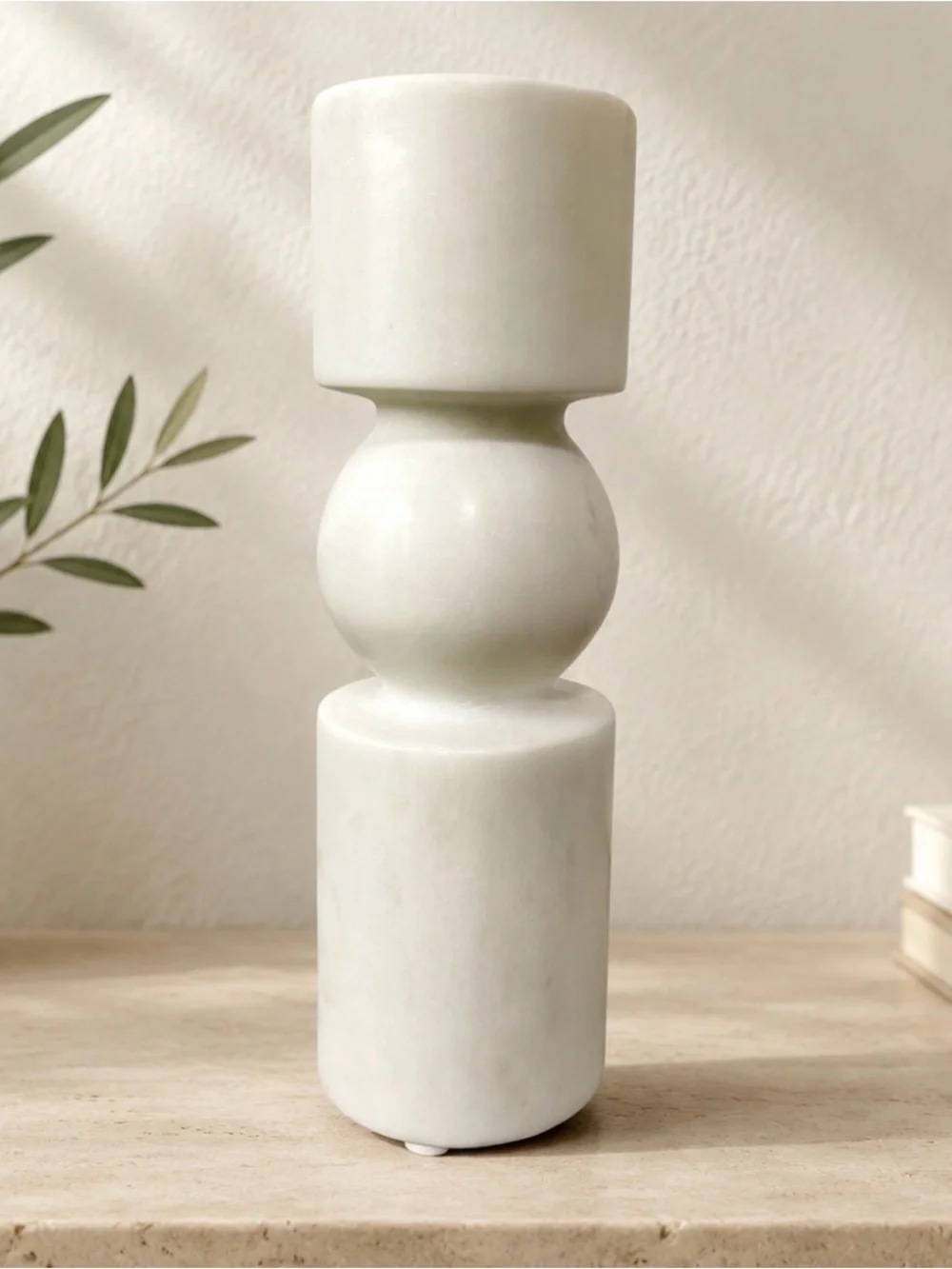 NEW Marble Tall Tealight White Candle Holder Home Decor Minimalist